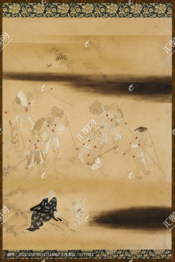 狩野探幽工筆畫僧人出行
