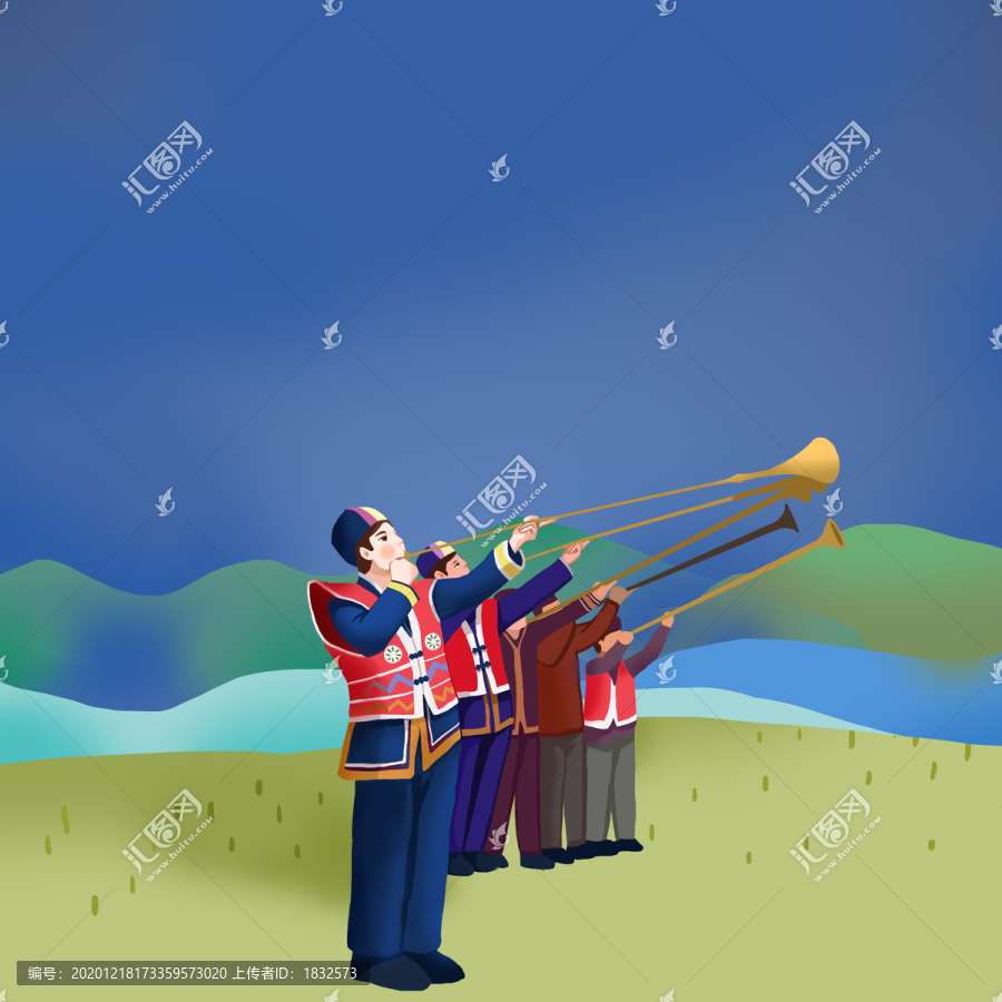 少數(shù)民族吹喇叭