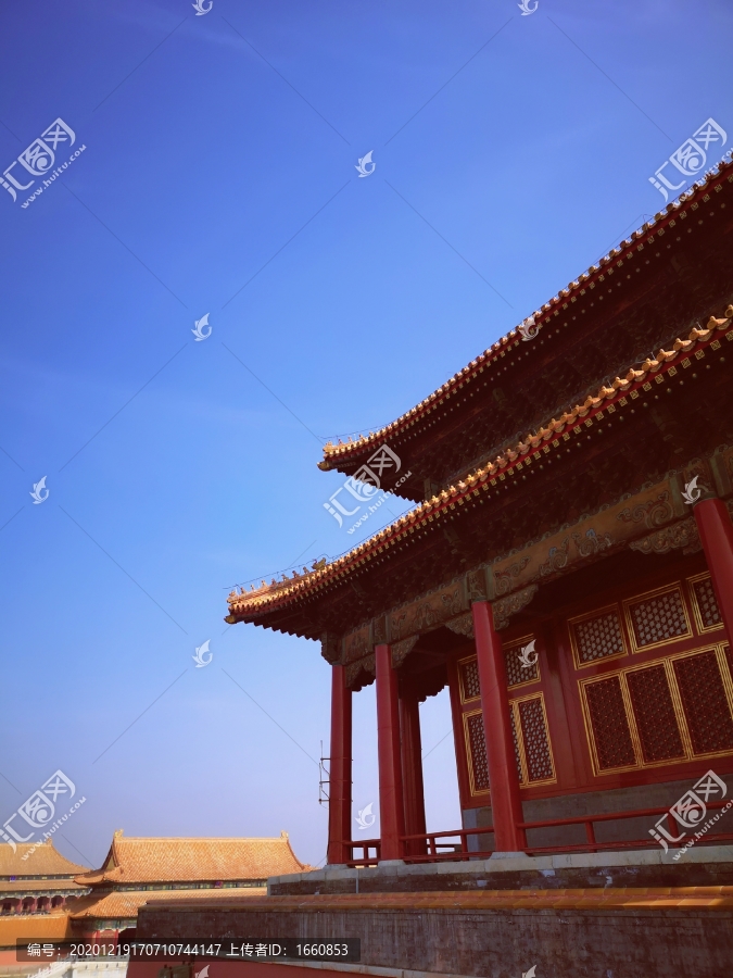 故宫城墙古建筑蓝天白云