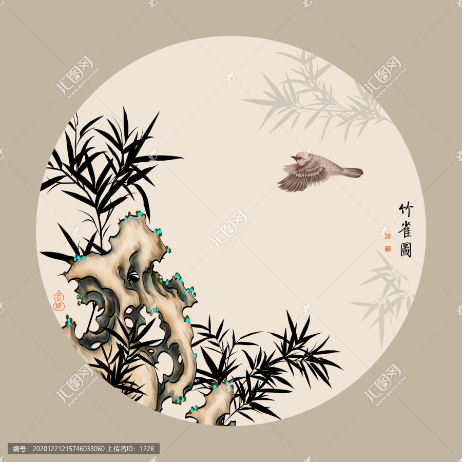 竹雀圖