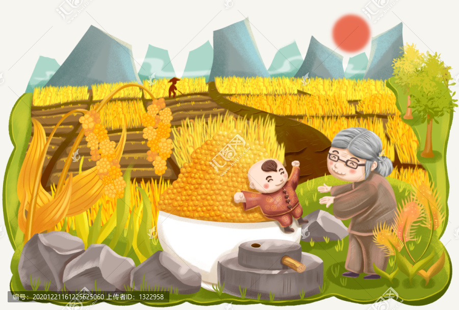 創(chuàng)意農(nóng)民豐收插畫