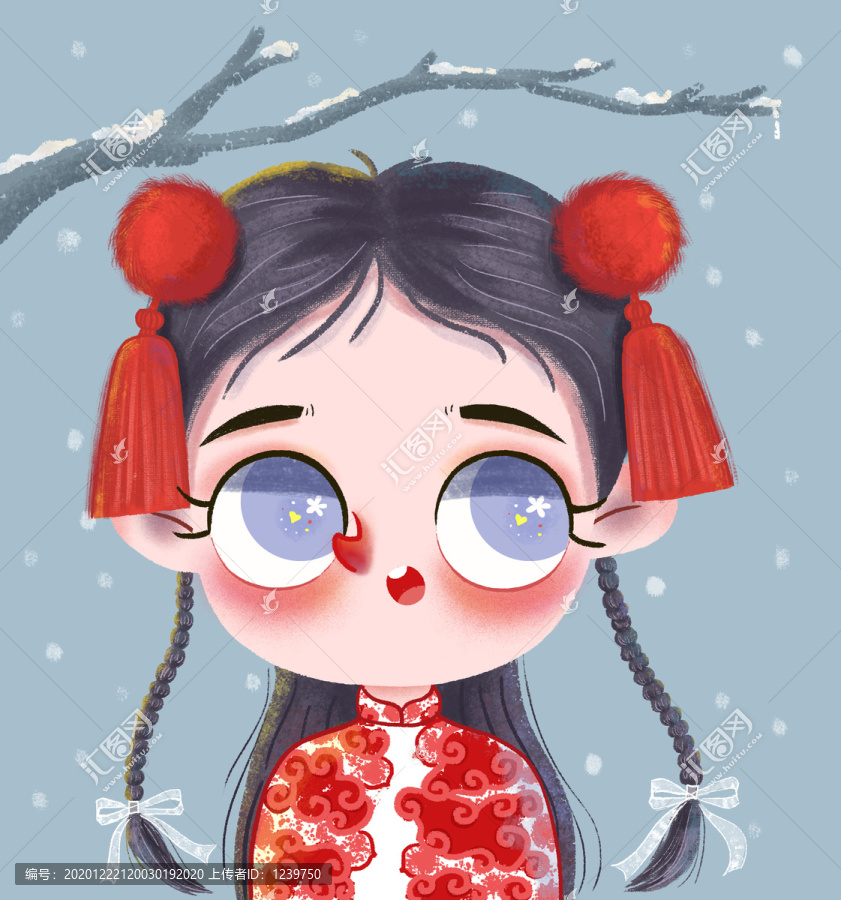 新年可愛(ài)女孩頭像過(guò)年人物