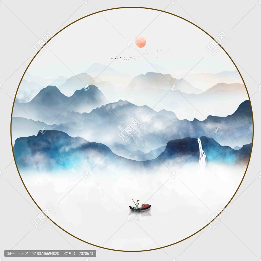 抽象山水裝飾掛畫水墨山