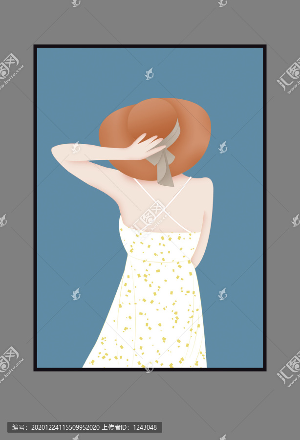女生背影插畫