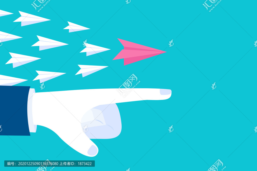 手指紙飛機前進插圖