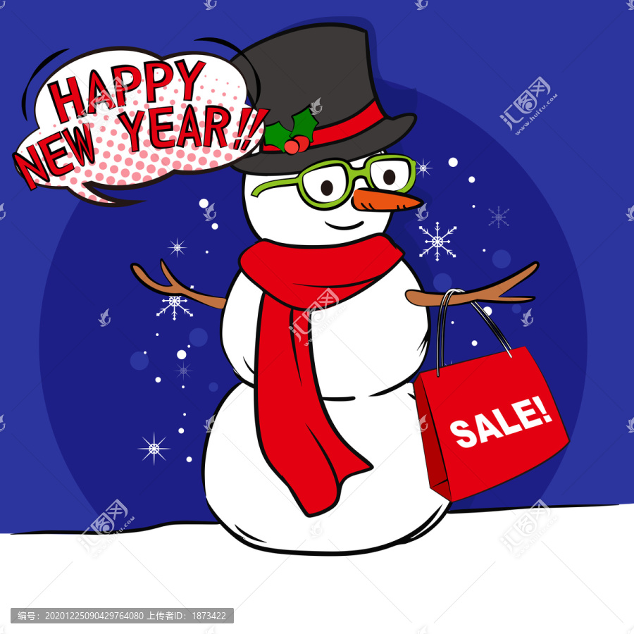 雪人新年快樂(lè)特價(jià)插圖