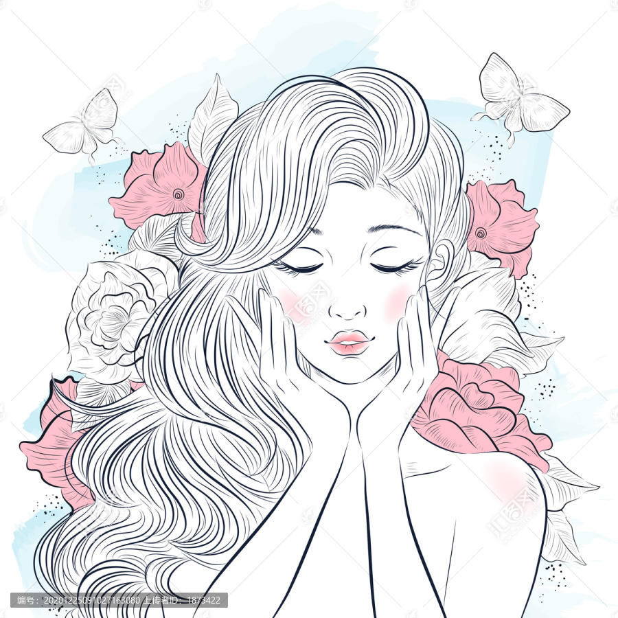 長發(fā)女性創(chuàng)意設(shè)計插圖