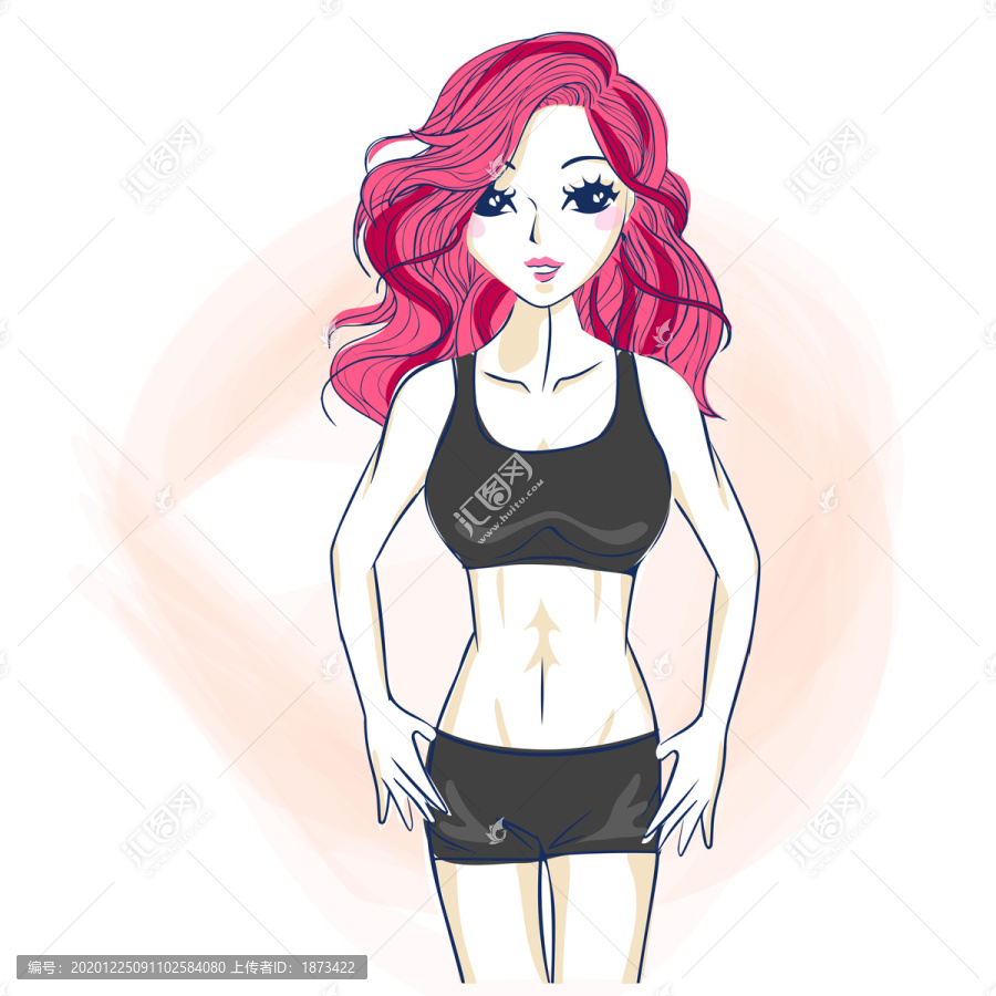 健身美女創(chuàng)意設(shè)計(jì)插圖