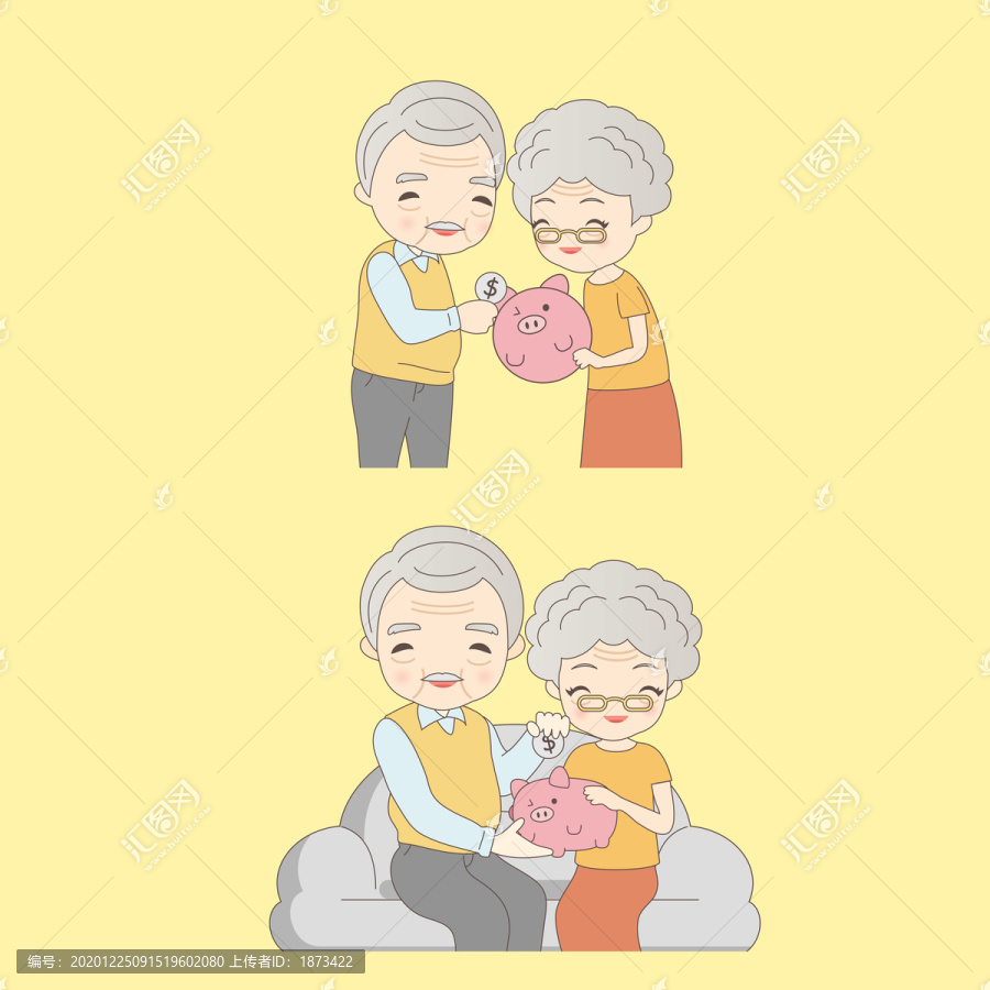 老年夫妻創(chuàng)意設計插圖