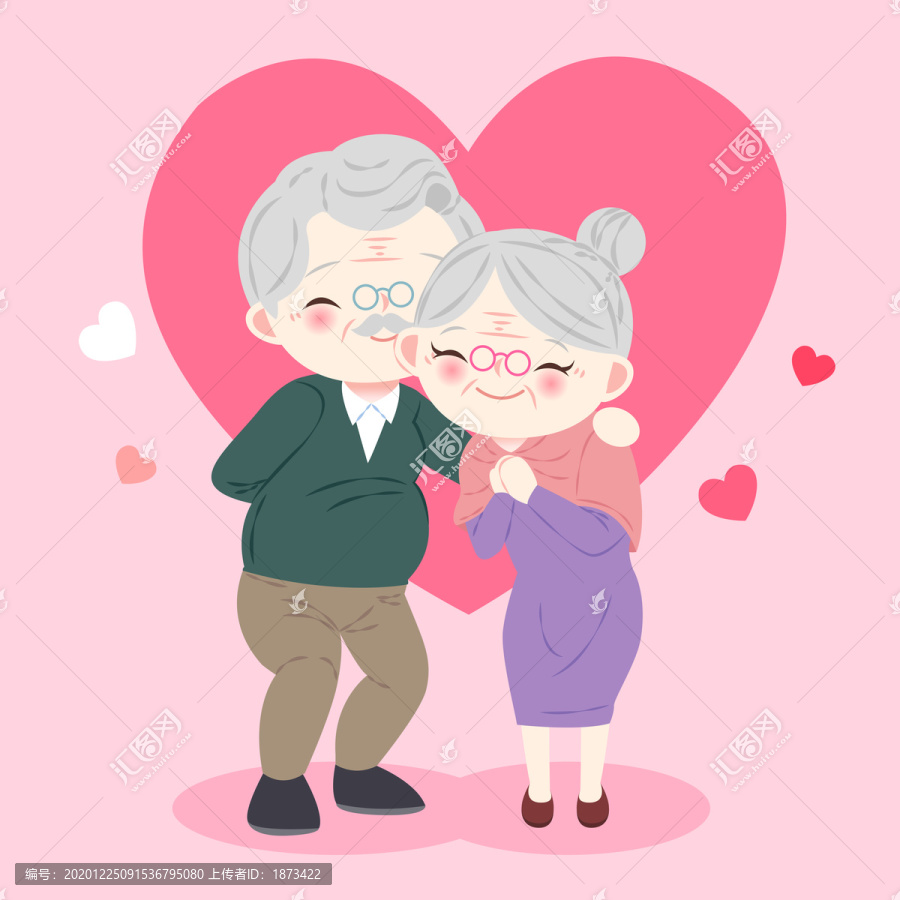 老年夫妻創(chuàng)意設計插圖