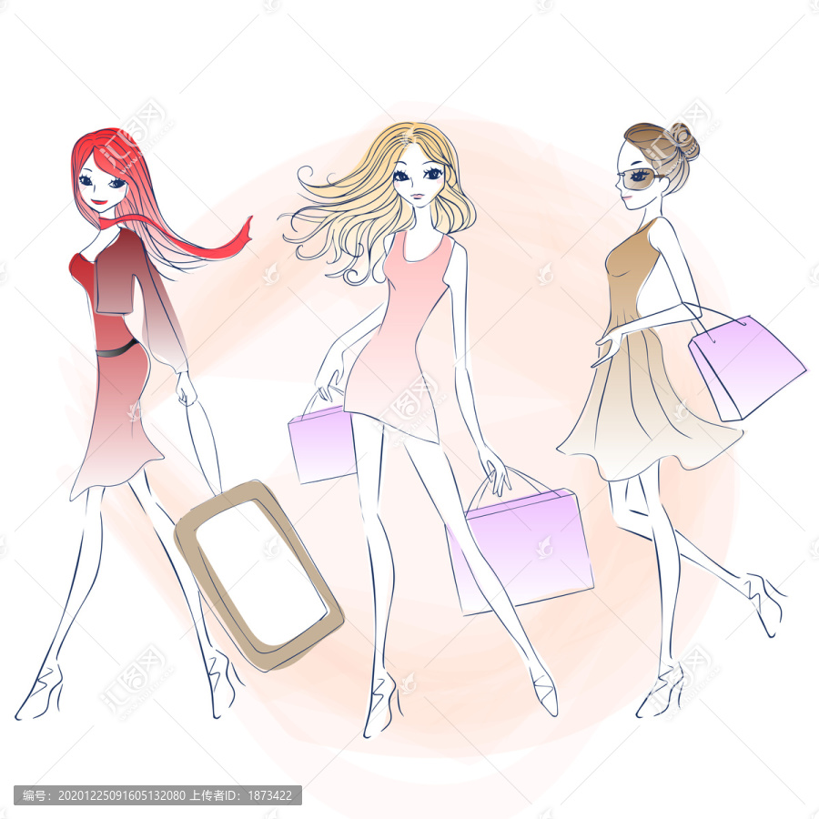 女人購物創(chuàng)意設(shè)計插畫