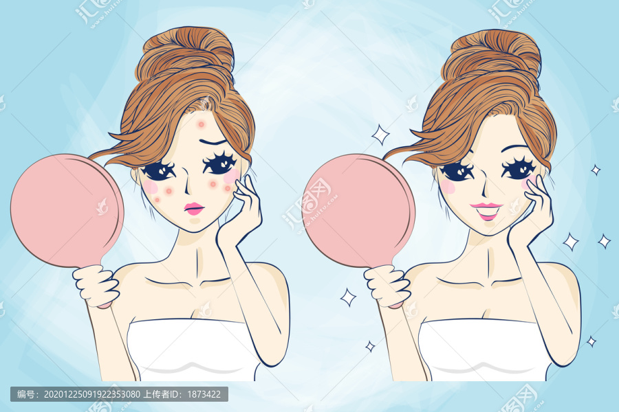 女性護膚創(chuàng)意設(shè)計插圖
