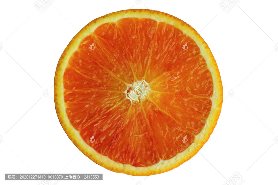 橙子横切面白底图