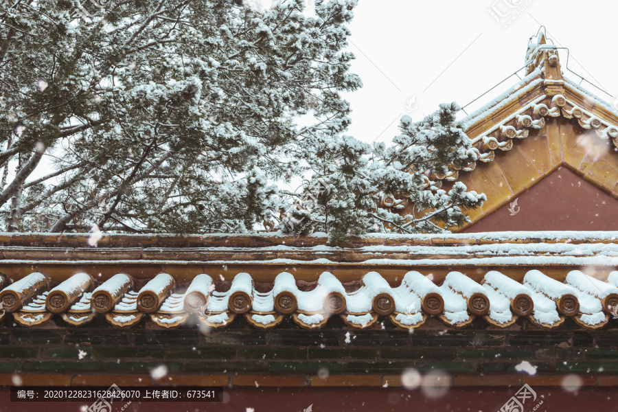 北京景区故宫博物院初雪