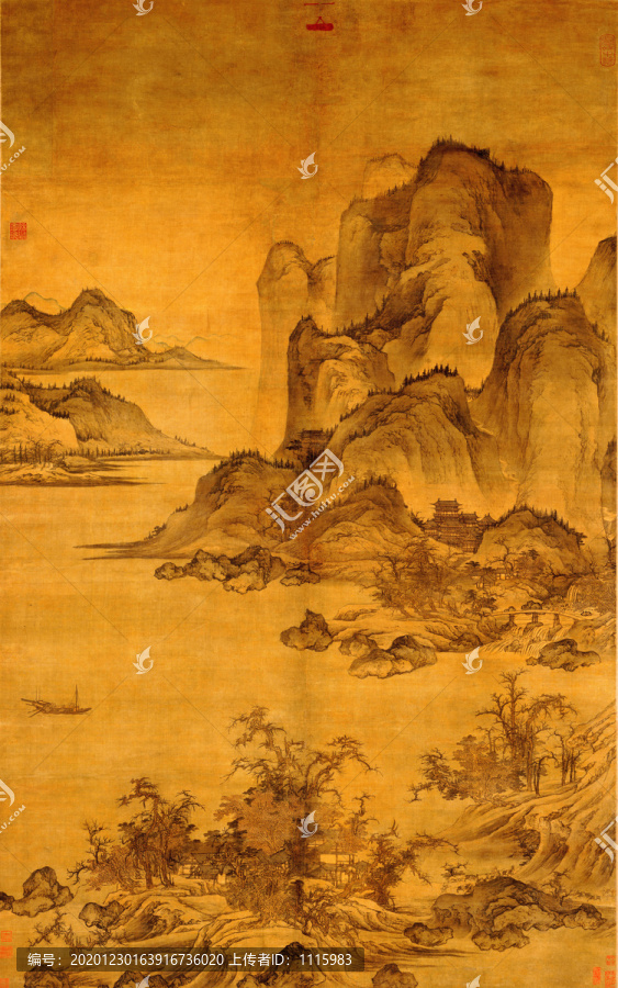 吳鎮(zhèn)秋景山水圖高清