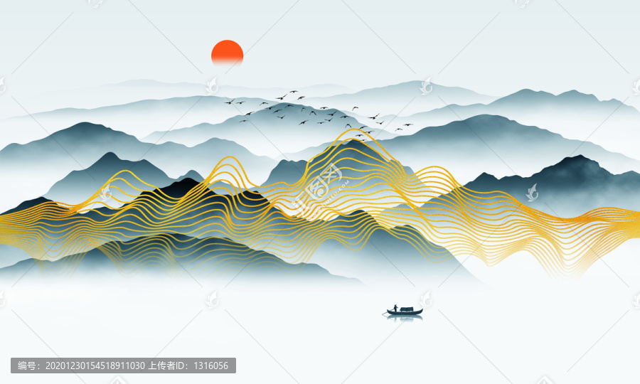 輕奢抽象山水