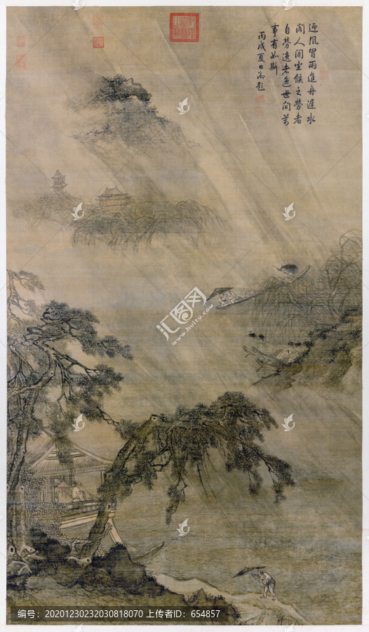 唐棣風雨歸舟圖