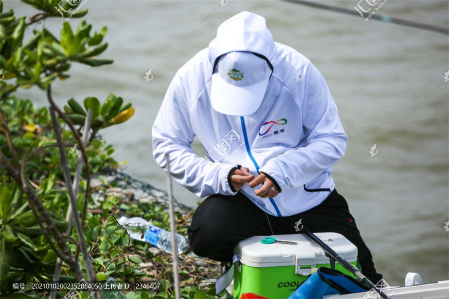 珠海橫琴花海長廊釣魚和沿岸景色