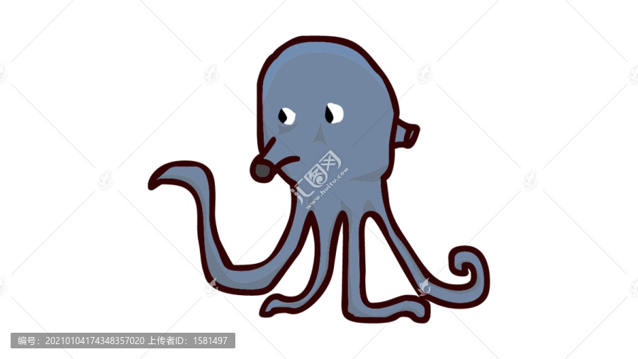 卡通章鱼蓝章鱼形象设计Q版卡通