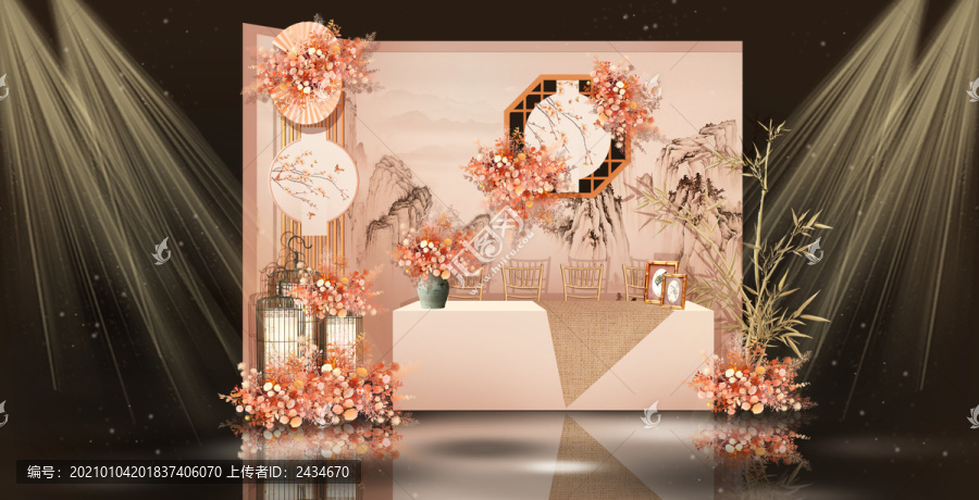 香檳色新中式婚禮迎賓區(qū)