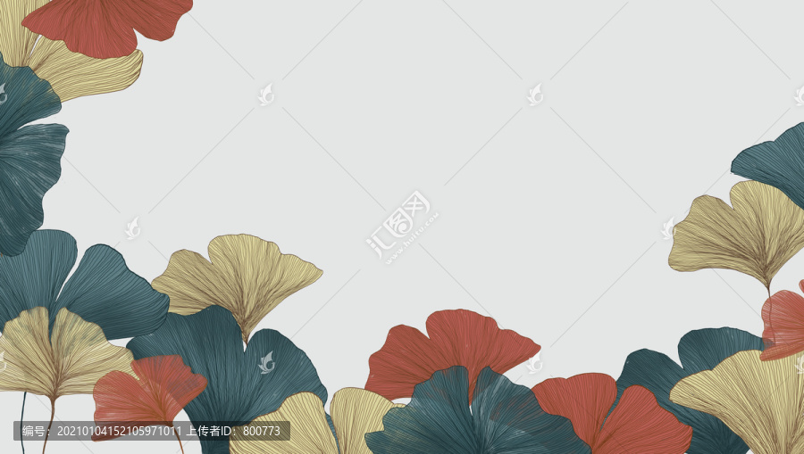 手繪銀杏裝飾畫