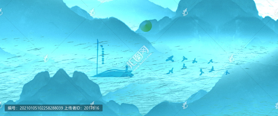 日出飛鳥山水背景墻