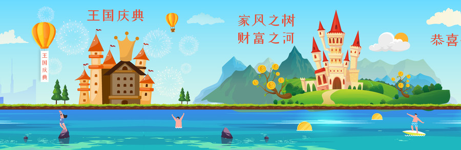 清新矢量插畫(huà)卡通城堡闖關(guān)長(zhǎng)圖