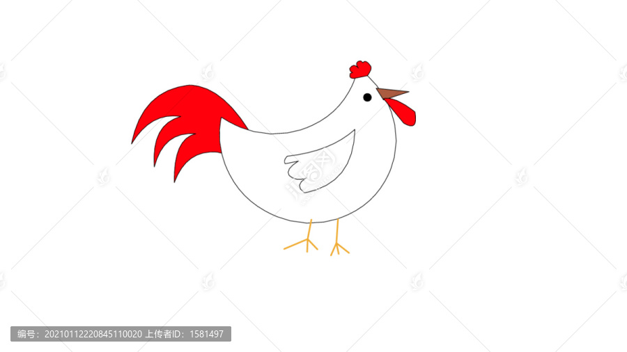 Q版公鸡的卡通形象设计图矢量