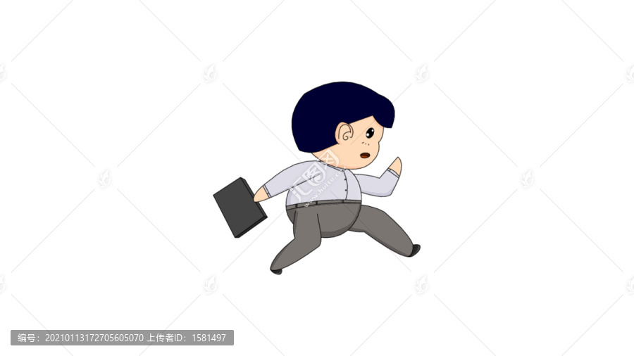 Q版打工族人物趕時間奔跑形象