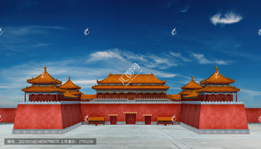 故宮午門古建筑3D墻紙背景墻