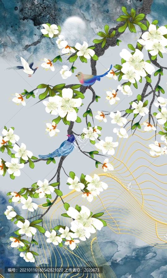手繪工筆花鳥(niǎo)掛畫(huà)