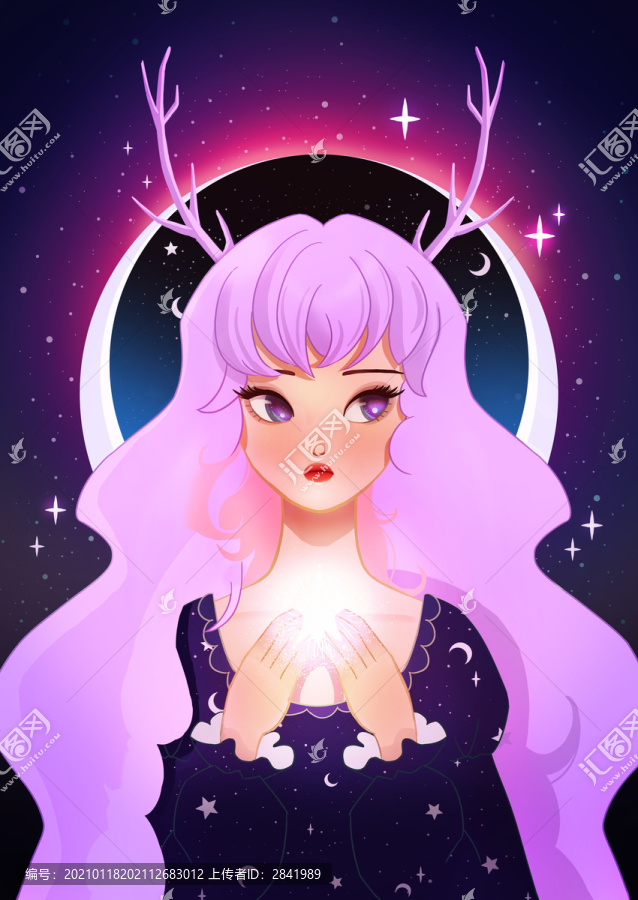 星辰許愿鹿女