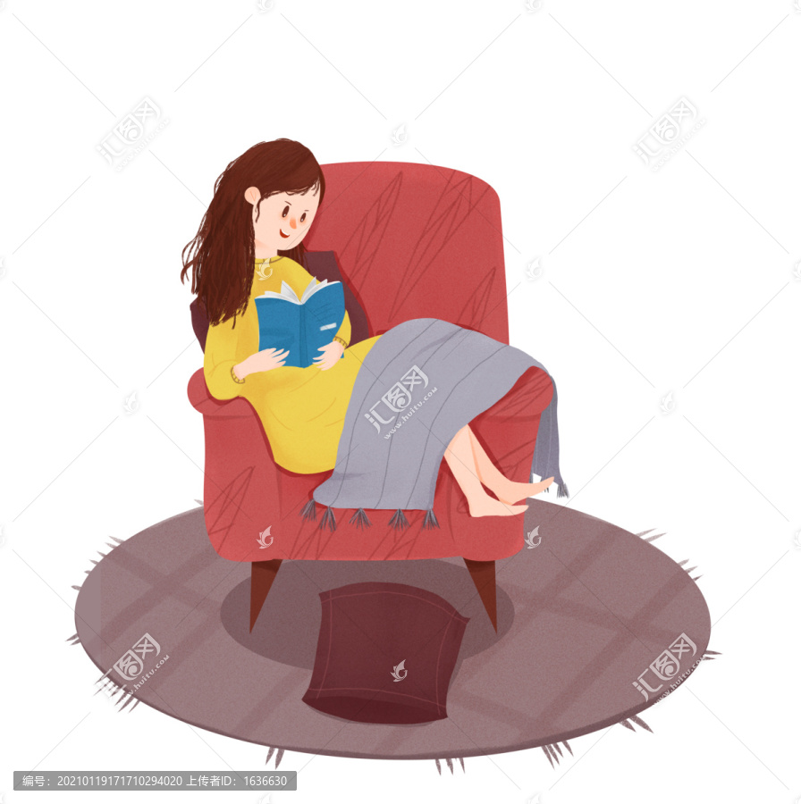 沙發上看書的女人