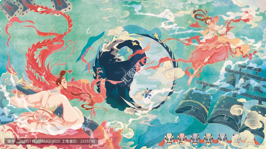 禮樂中國風插畫
