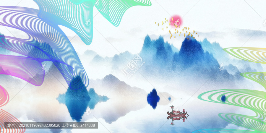 新中式簡約山水畫