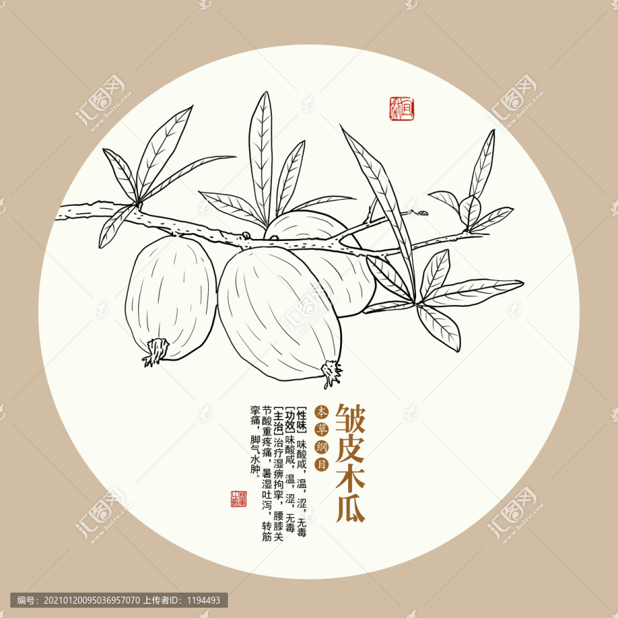 手繪皺皮木瓜