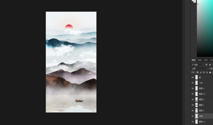 意境玄關(guān)山水壁畫(huà)