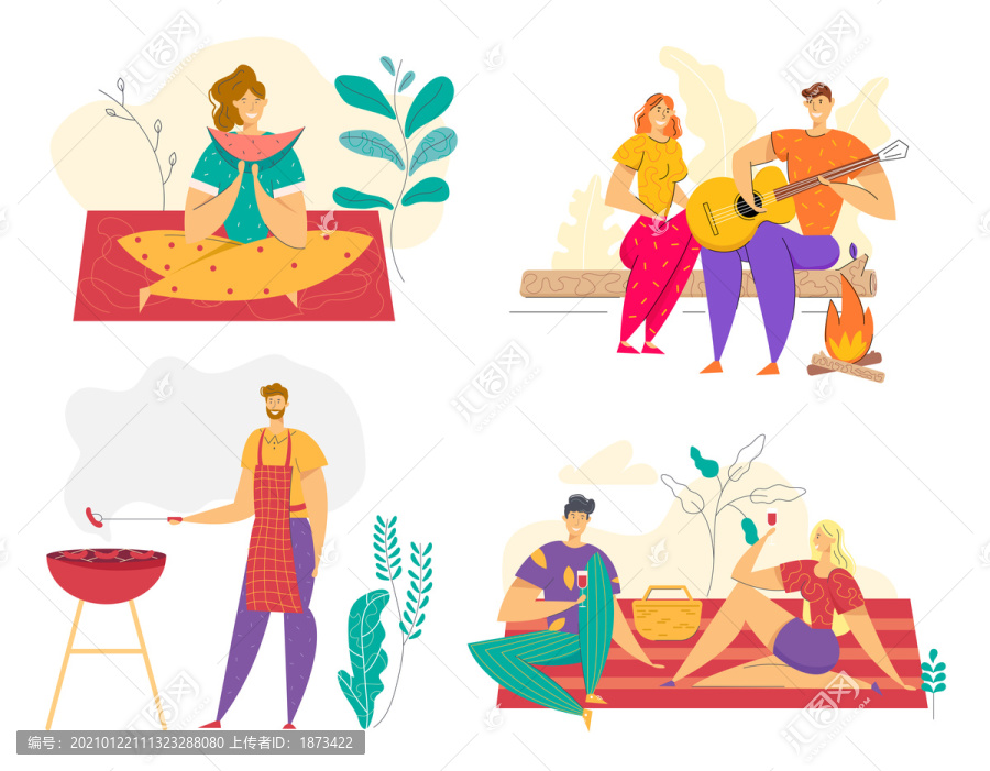 戶外燒烤創(chuàng)意設(shè)計插圖系列
