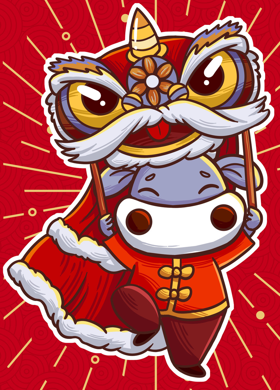 牛年插畫牛年大吉