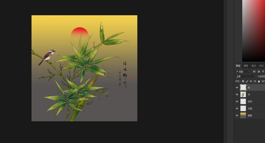 工筆竹鳥(niǎo)圓框晶瓷裝飾畫(huà)