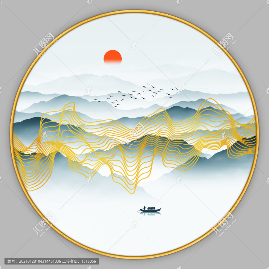 中式線條山水畫