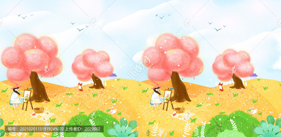 手提袋春季立春原創(chuàng)插畫設(shè)計(jì)手繪