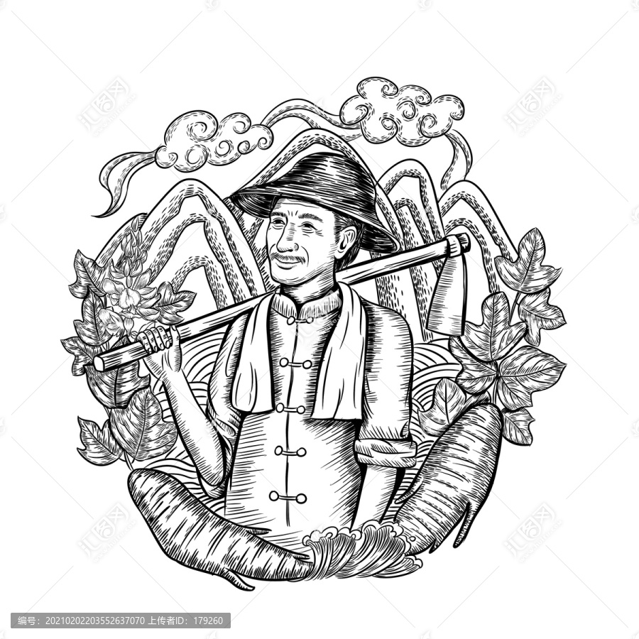 葛根老農(nóng)農(nóng)民干活插畫