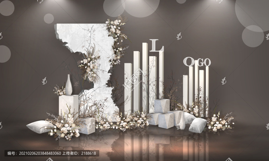 灰白色侘寂風(fēng)巖石風(fēng)婚禮效果圖