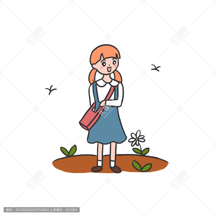 春天賞花手繪卡通元素