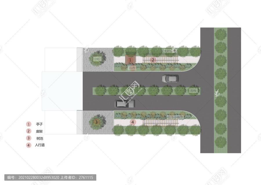 入口道路景观彩平图psd