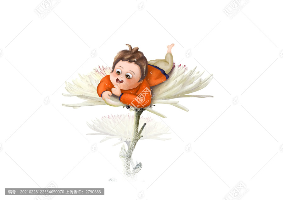 趴著的小孩插畫