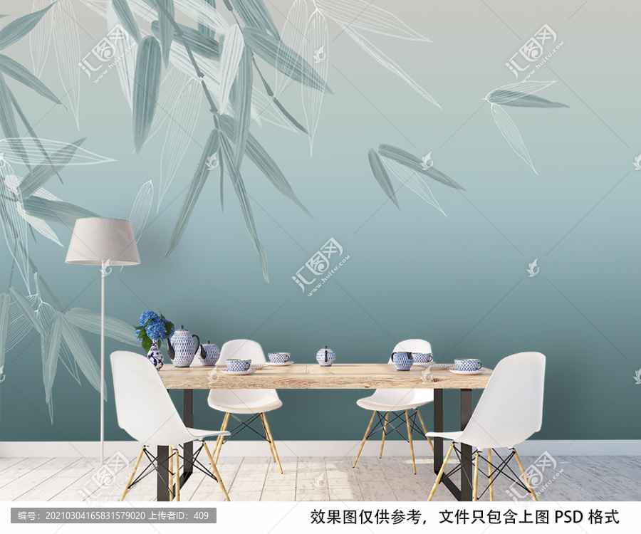 翠竹疏影壁畫(huà)背景墻