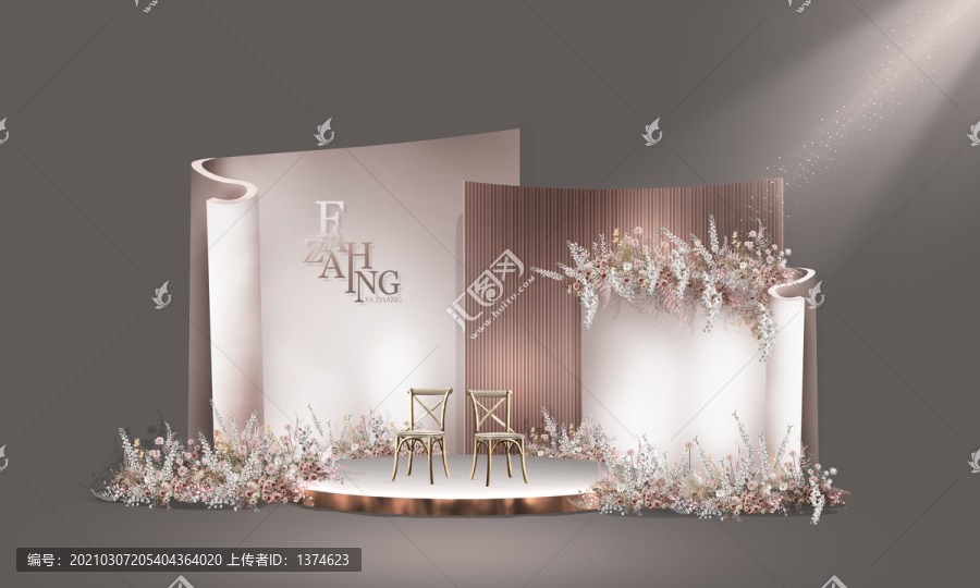 奶茶色婚禮背景效果圖