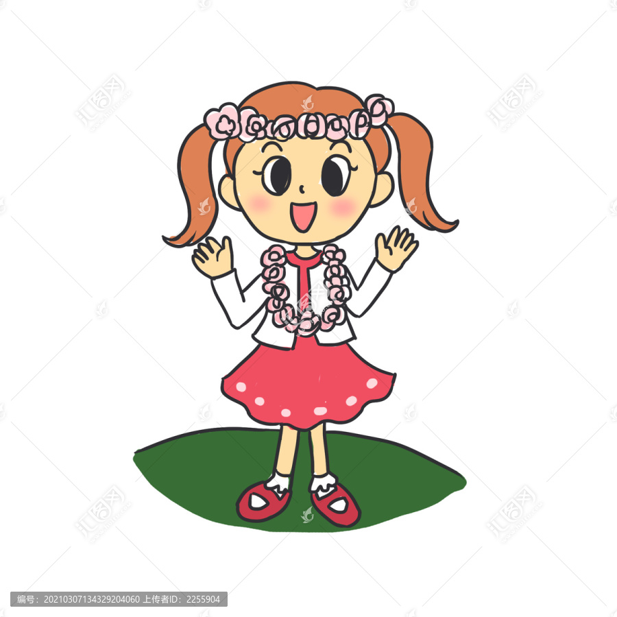 春天賞花手繪卡通元素